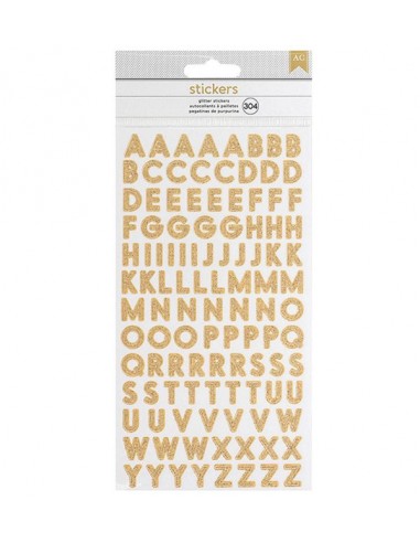 Alfabeto adhesivo Gold Glitter 304uds